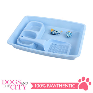 Pawise 28947 4-Piece Cat Starter Kit Blue - All Goodies for Your Pet