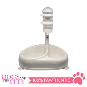 JX Pet Water Feeder with Double Food Bowl for Dogs and Cats